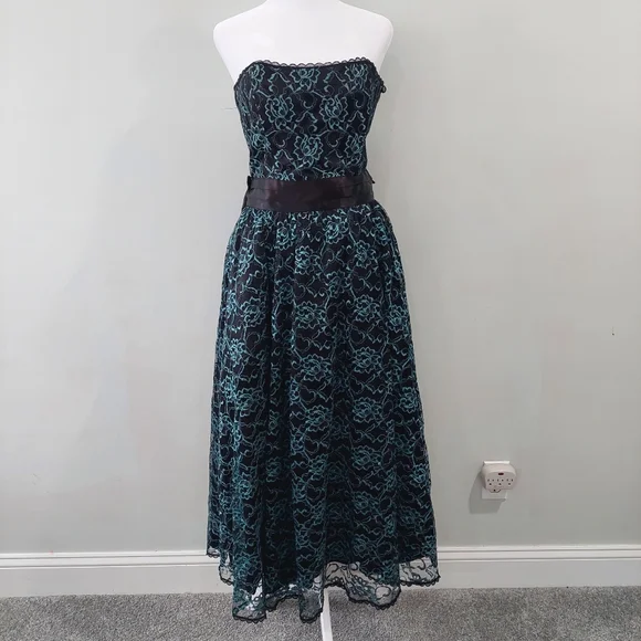 Gunne Sax | Dresses | Gunne Sax By Jessica Mcclintock Formal Dress Vintage  Size 3 Blue Black Lace Bow | Poshmark